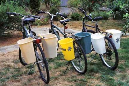 Bike Panniers made with Trash Cans